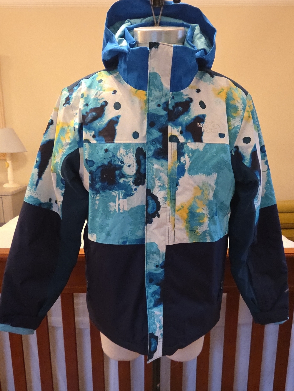 The North Face Boy's Teal/Blue/Black Multicolor Waterproof Ski Jacket Size L